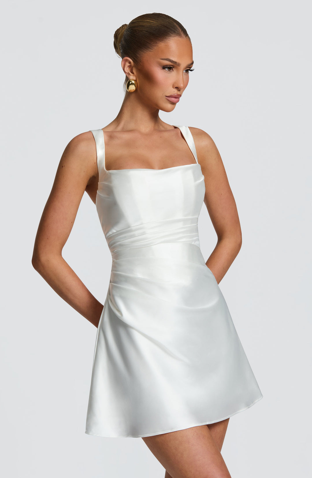 Calanthe | Satin Mini Dress - Ivory