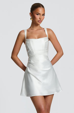 Calanthe | Satin Mini Dress - Ivory