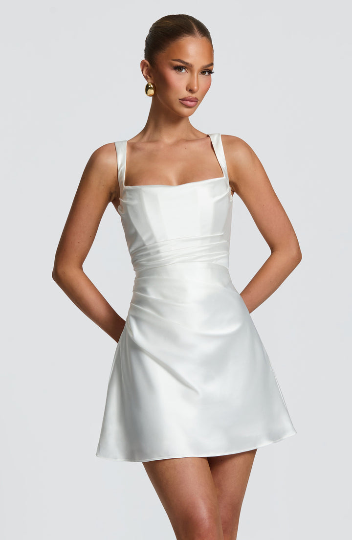 Calanthe | Satin Mini Dress - Ivory