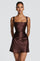 Calanthe | Satin Mini Dress - Plum Brown