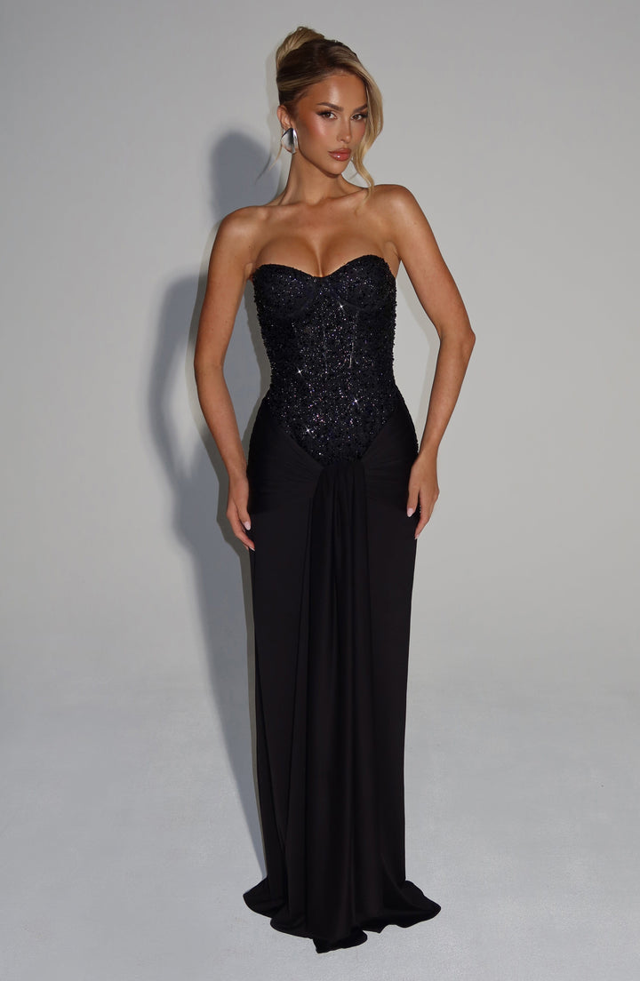 Carina | Strapless Maxi Dress - Black