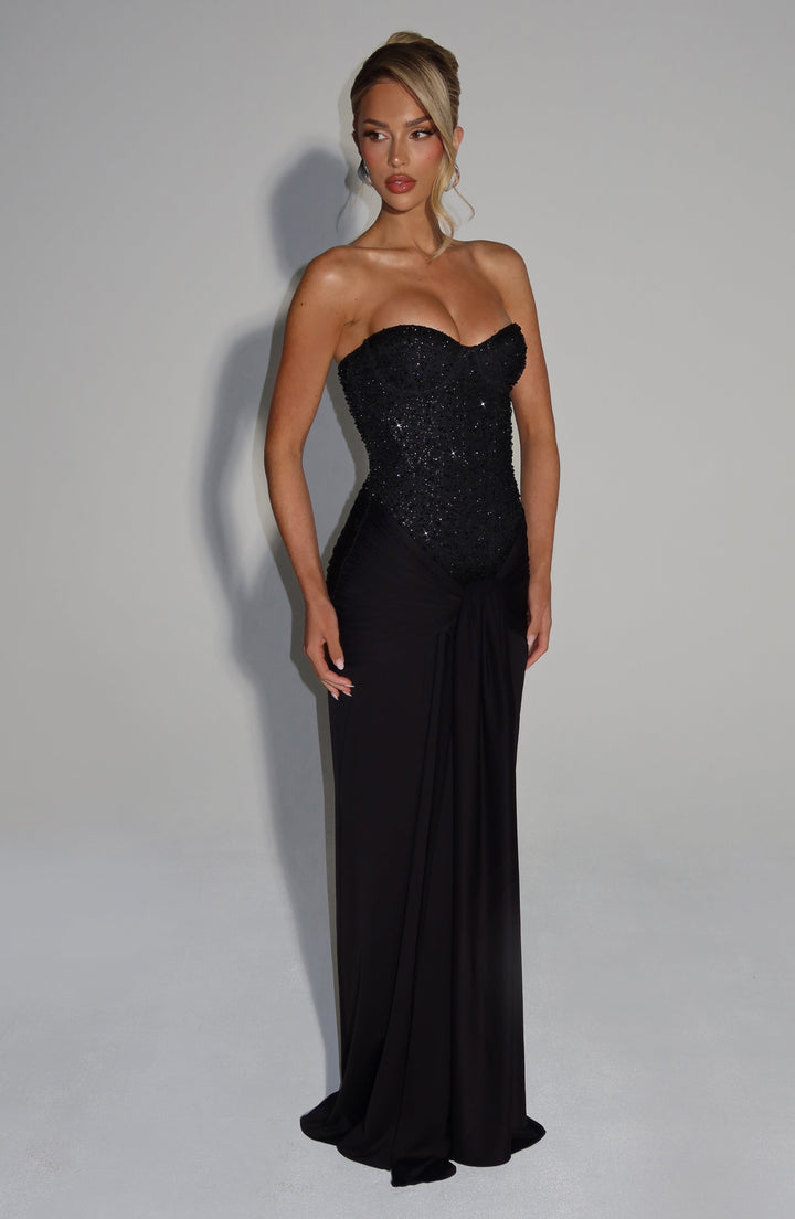 Carina | Strapless Maxi Dress - Black