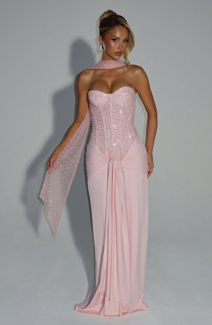 Carina | Strapless Maxi Dress - Blush
