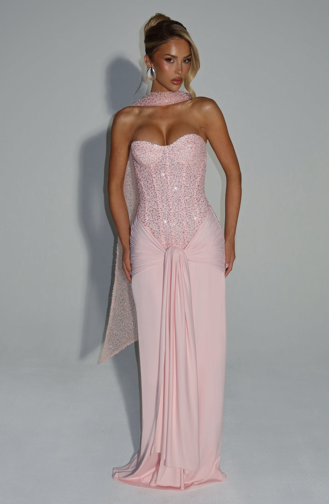 Carina | Strapless Maxi Dress - Blush