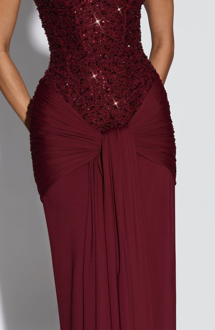 Carina | Strapless Maxi Dress - Burgundy