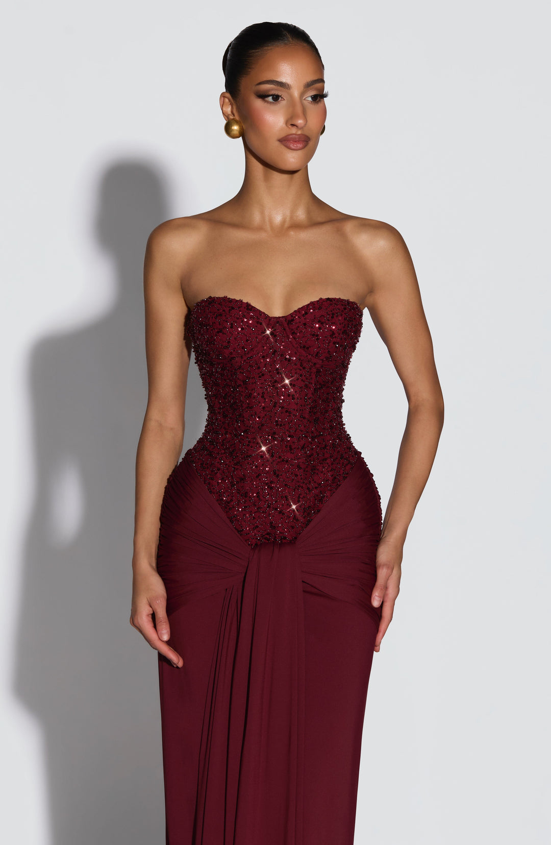 Carina | Strapless Maxi Dress - Burgundy