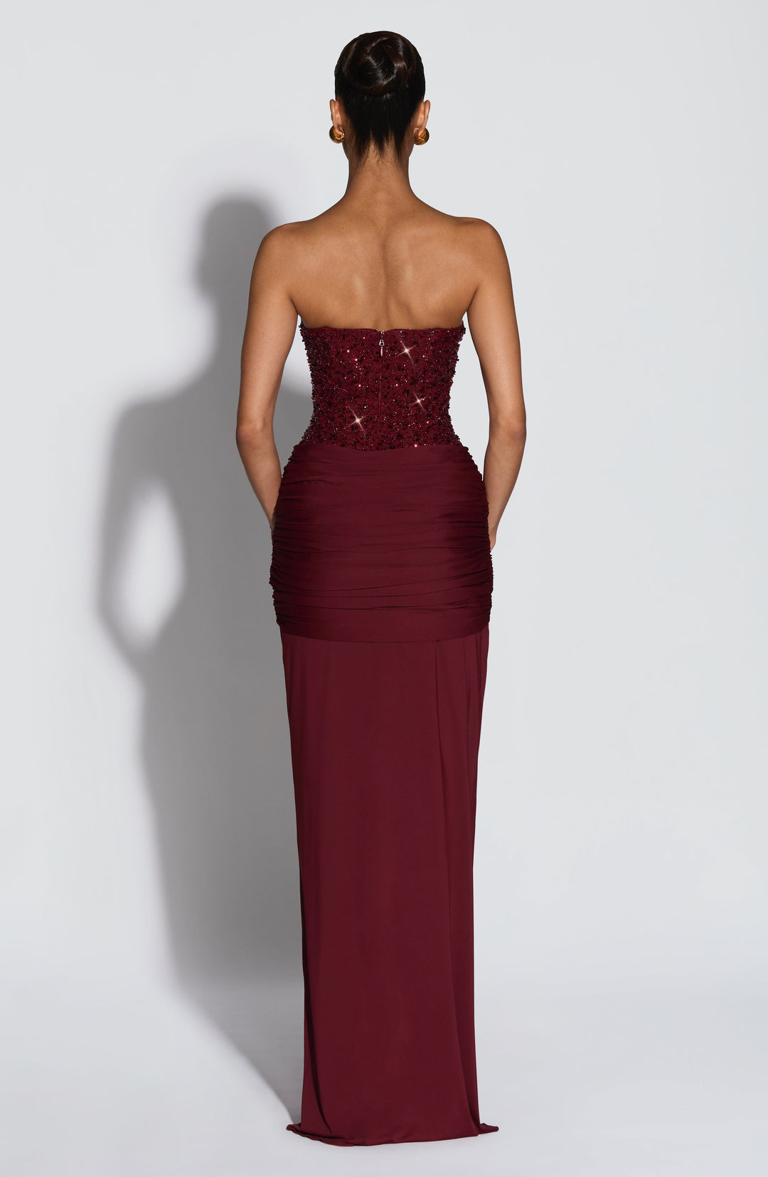 Carina | Strapless Maxi Dress - Burgundy