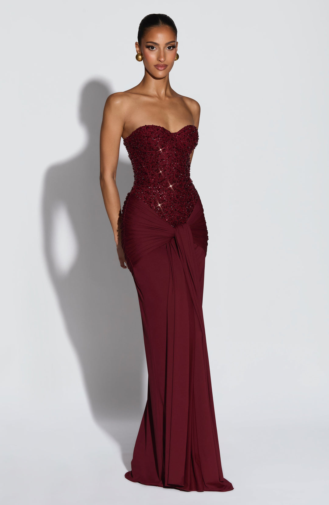 Carina | Strapless Maxi Dress - Burgundy