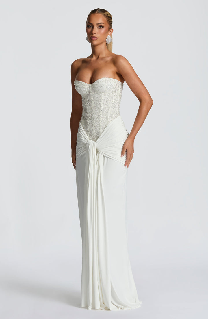 Carina | Strapless Maxi Dress - Ivory