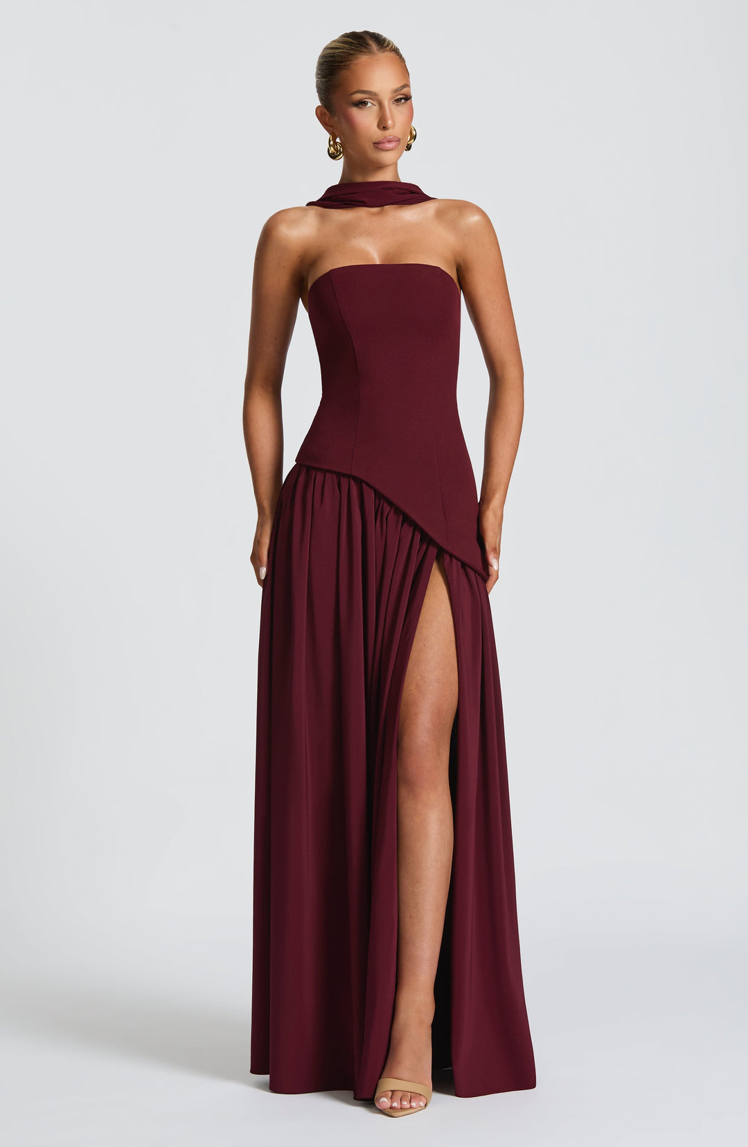 Elara | Sculpted Halter Maxi Dress