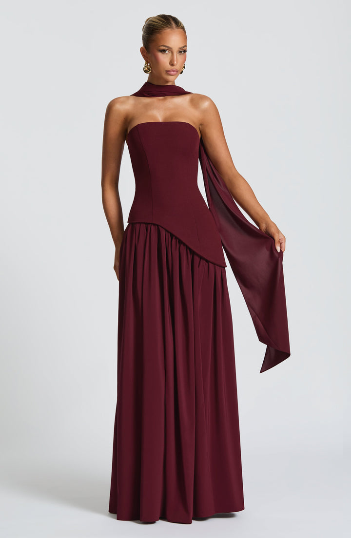 Elara | Sculpted Halter Maxi Dress