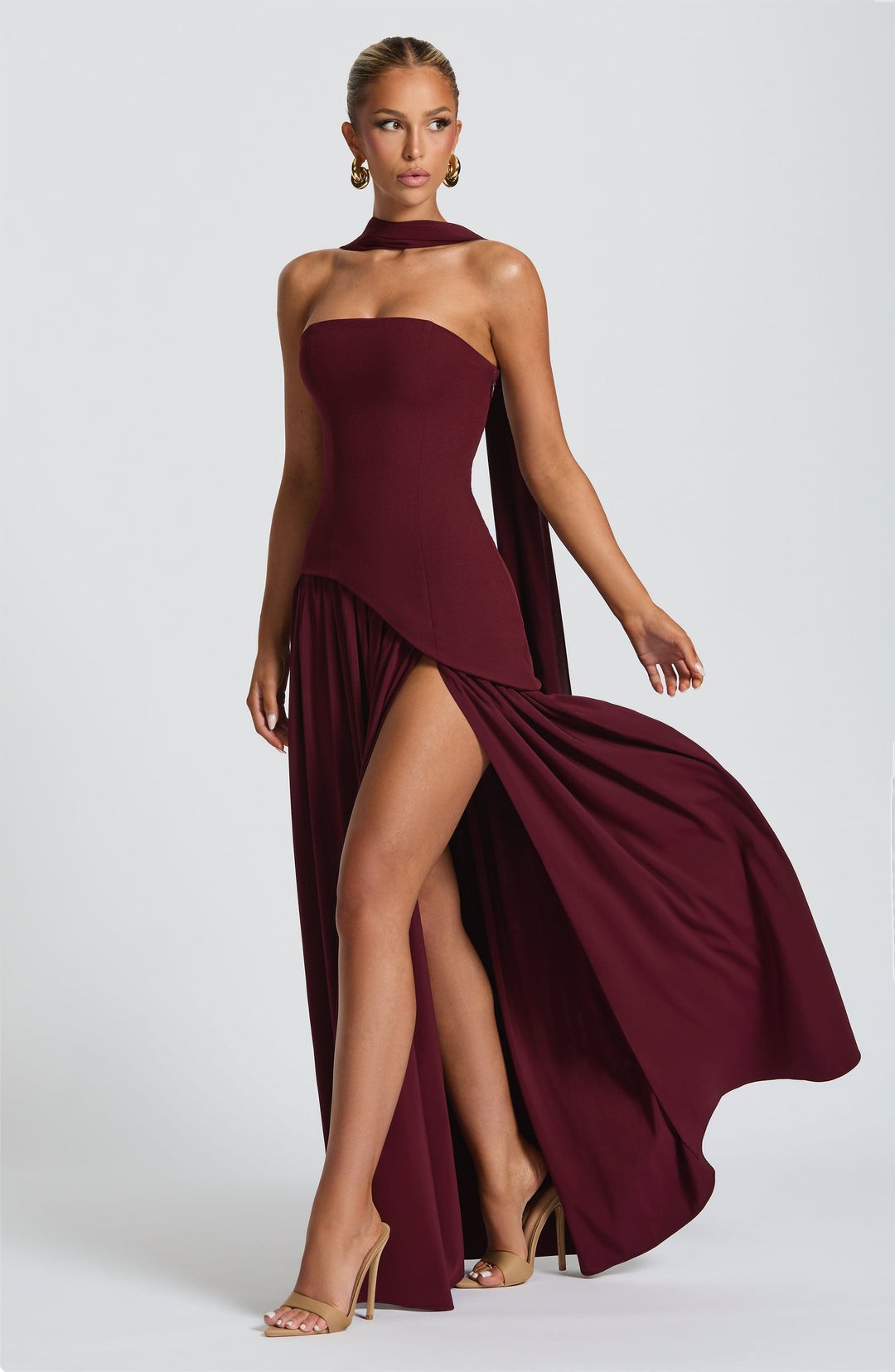 Elara | Sculpted Halter Maxi Dress