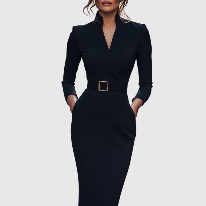 Velmira | Belted Pencil Midi Dress