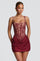 Sequin | Mini Dress - Burgundy Lace