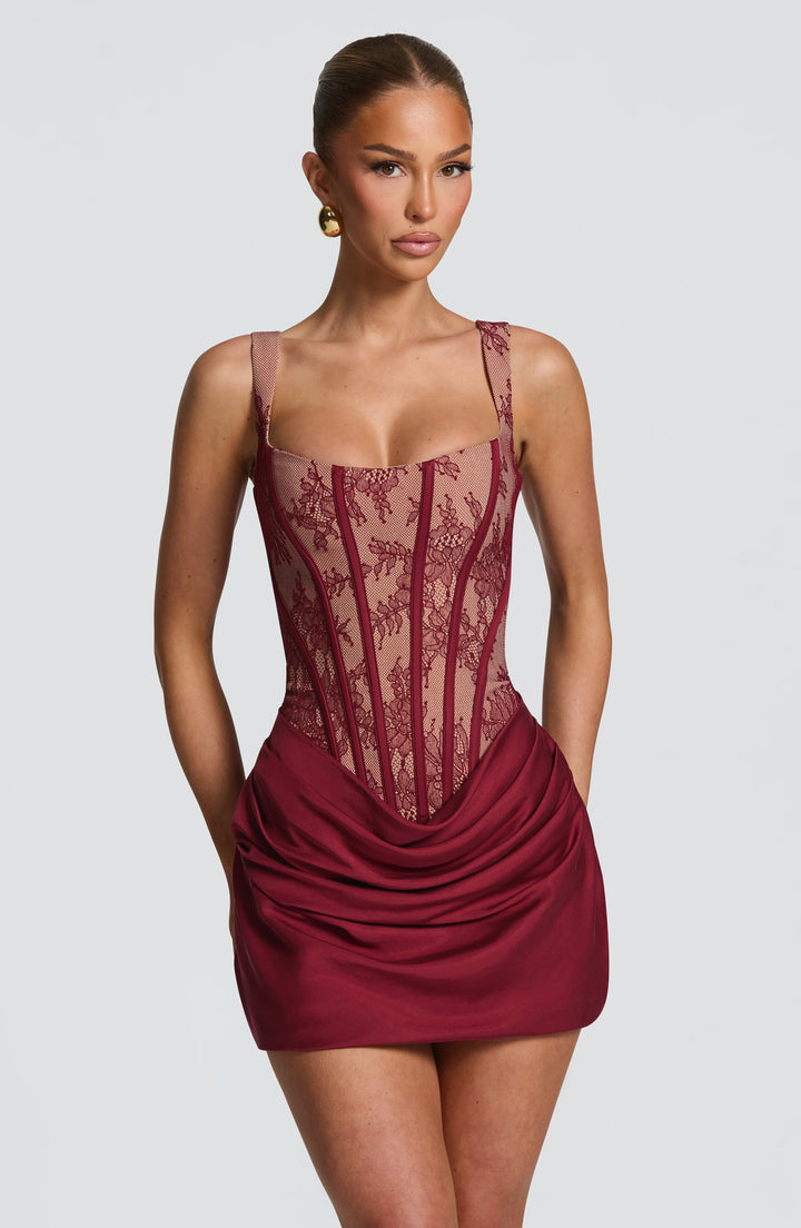 Sequin | Mini Dress - Burgundy Lace