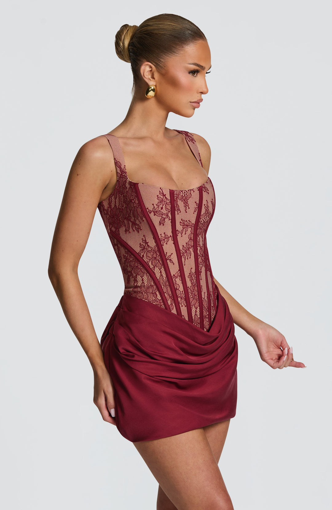 Sequin | Mini Dress - Burgundy Lace