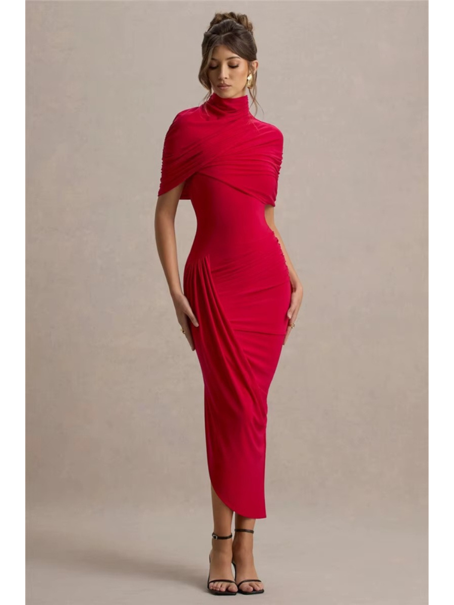Lyra | Bodycon Maxi Dress - Red