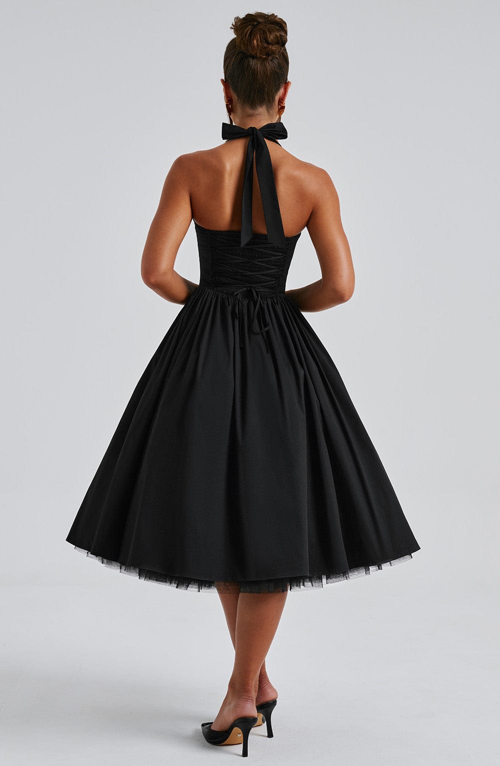 Cressida | Square Halter Midi Dress - Black