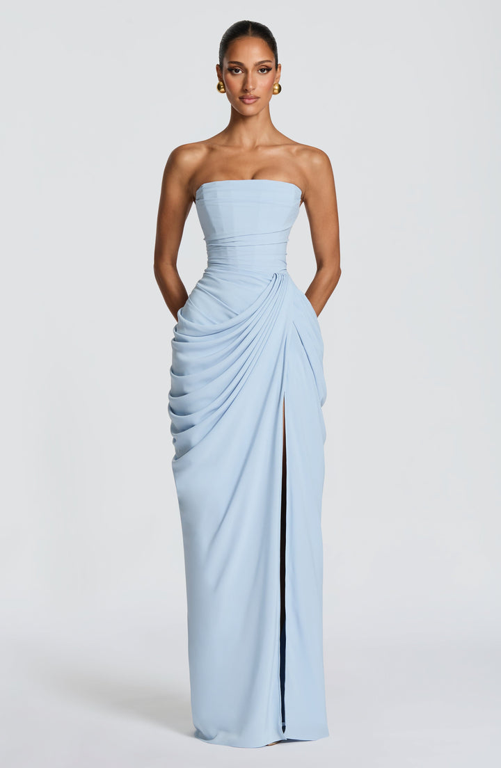 Cyra | Chifon Maxi Dress - Glacier Blue
