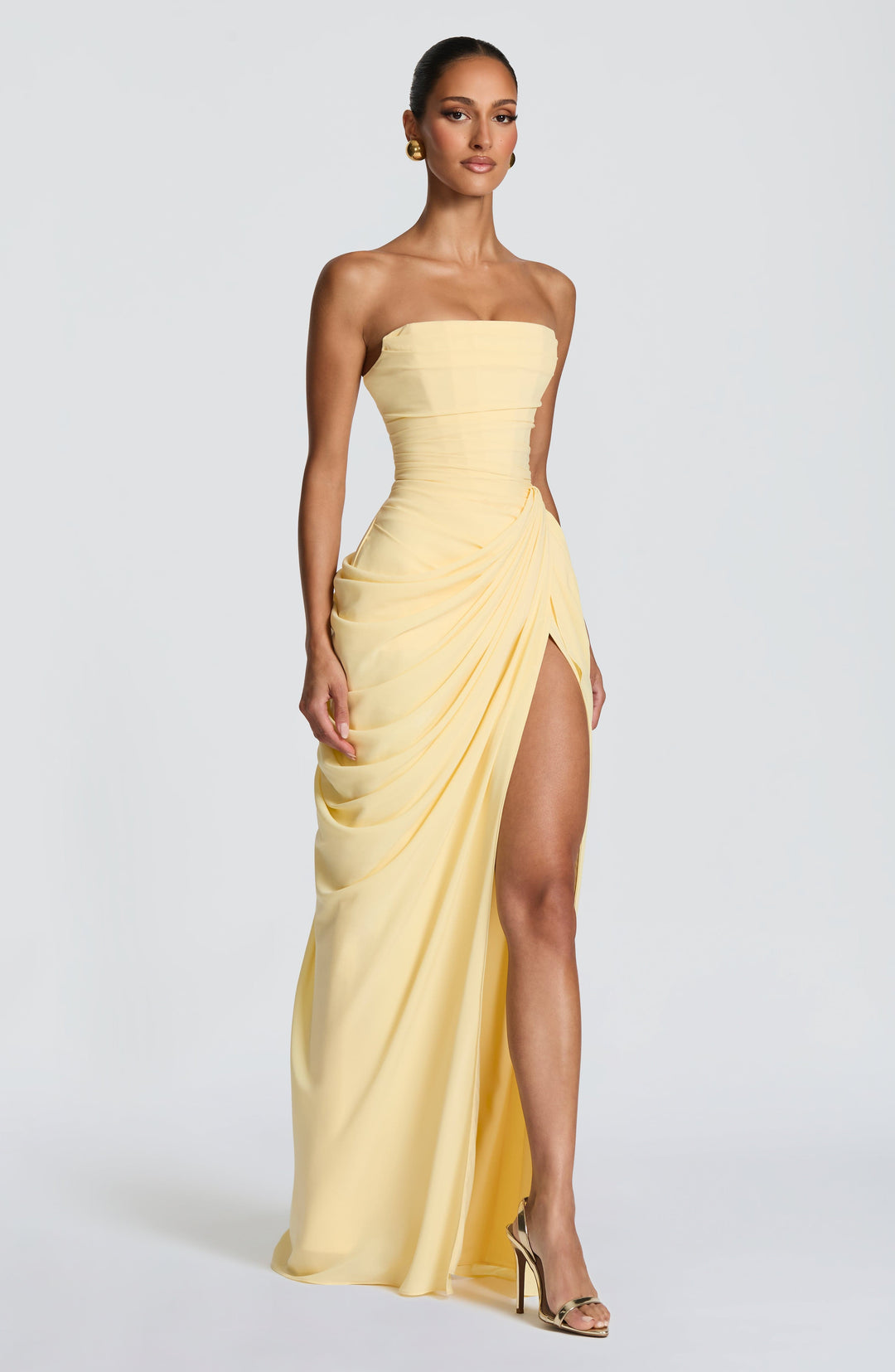 Cyra | Chiffon Maxi Dress - Lemon