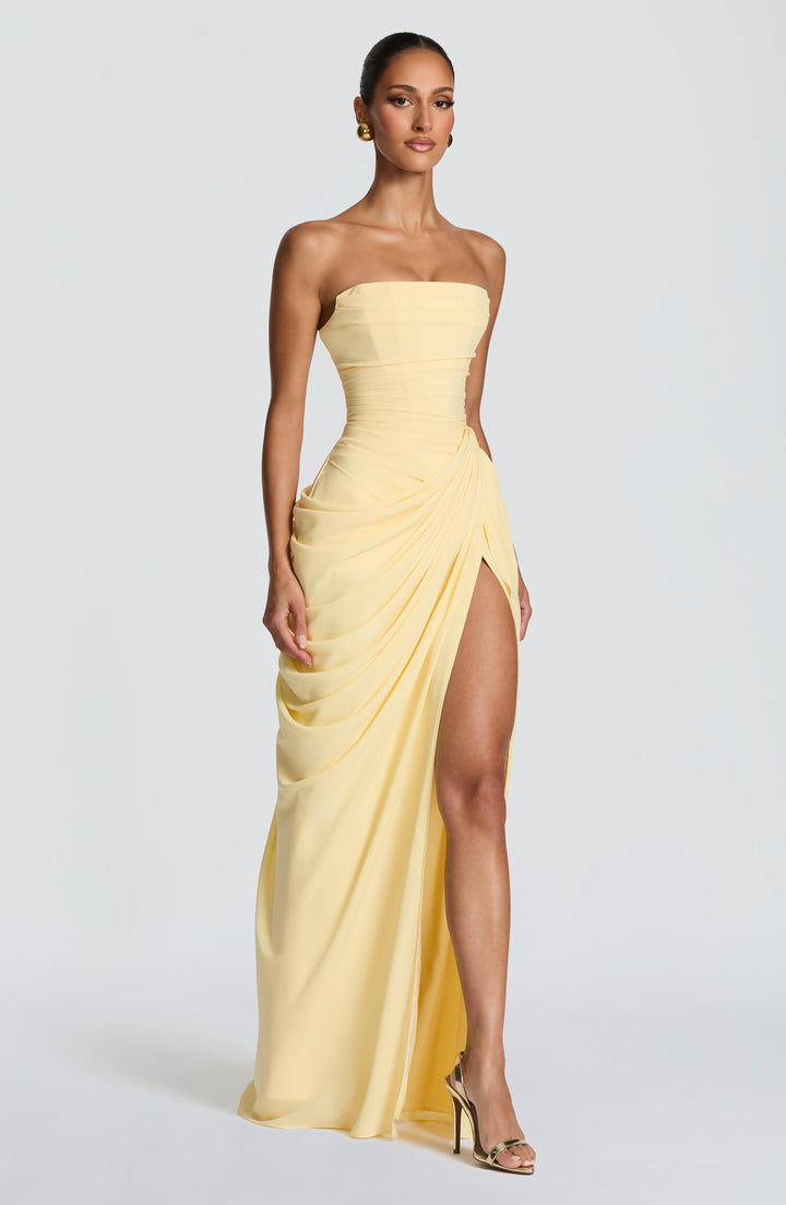 Cyra | Chiffon Maxi Dress - Lemon