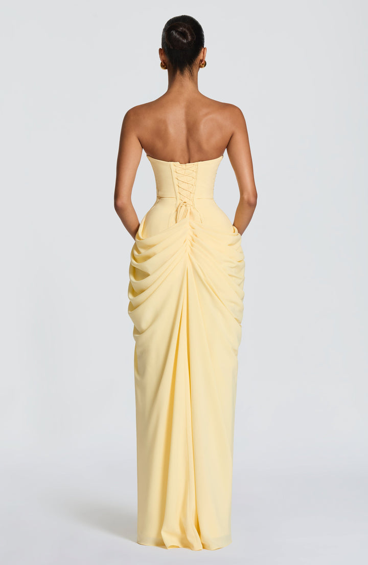 Cyra | Chiffon Maxi Dress - Lemon