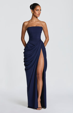 Cyra | Chiffon Maxi Dress - Navy