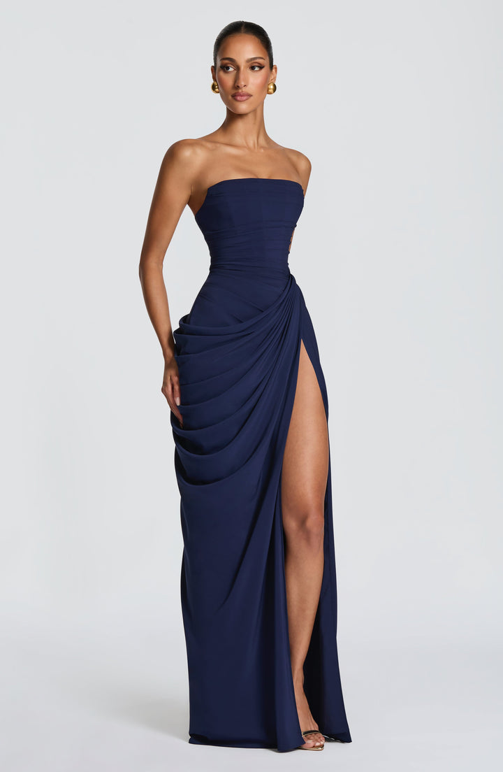 Cyra | Chiffon Maxi Dress - Navy