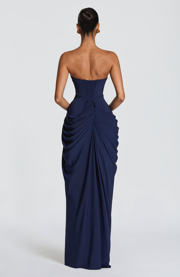 Cyra | Chiffon Maxi Dress - Navy