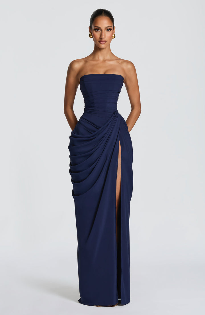 Cyra | Chiffon Maxi Dress - Navy