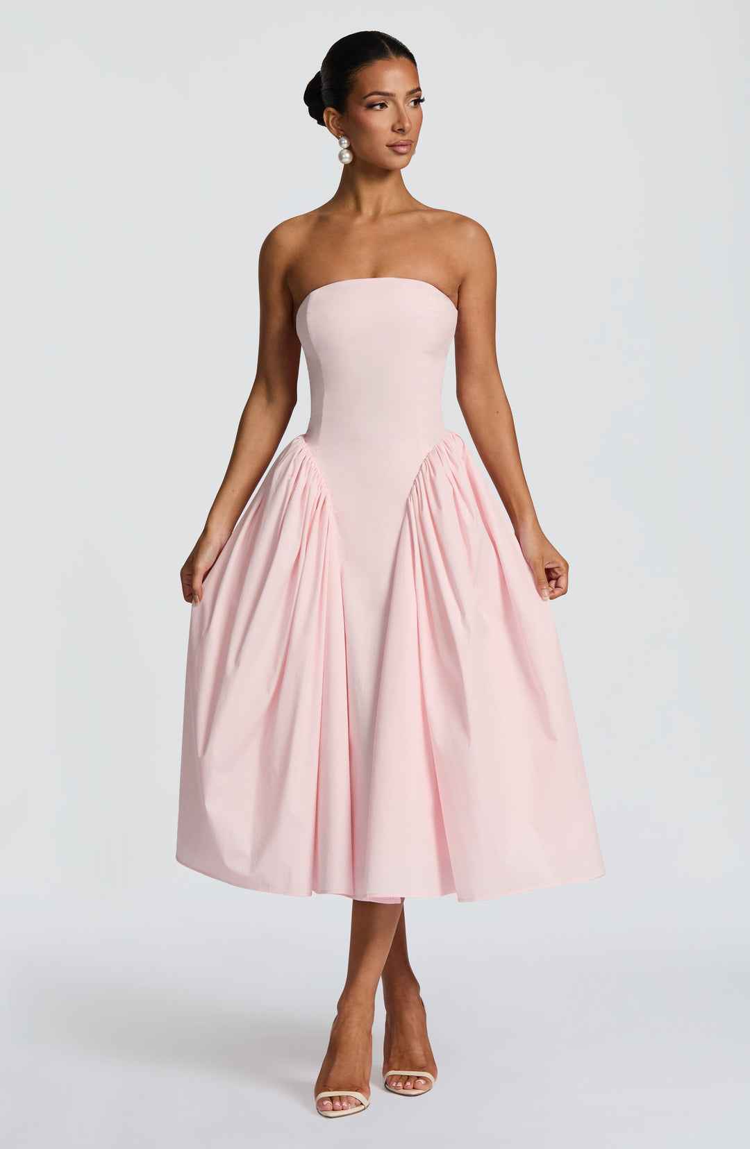 Darla | Strapless Midi Dress - Blush