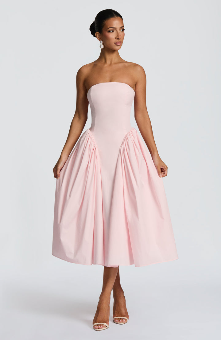 Darla | Strapless Midi Dress - Blush