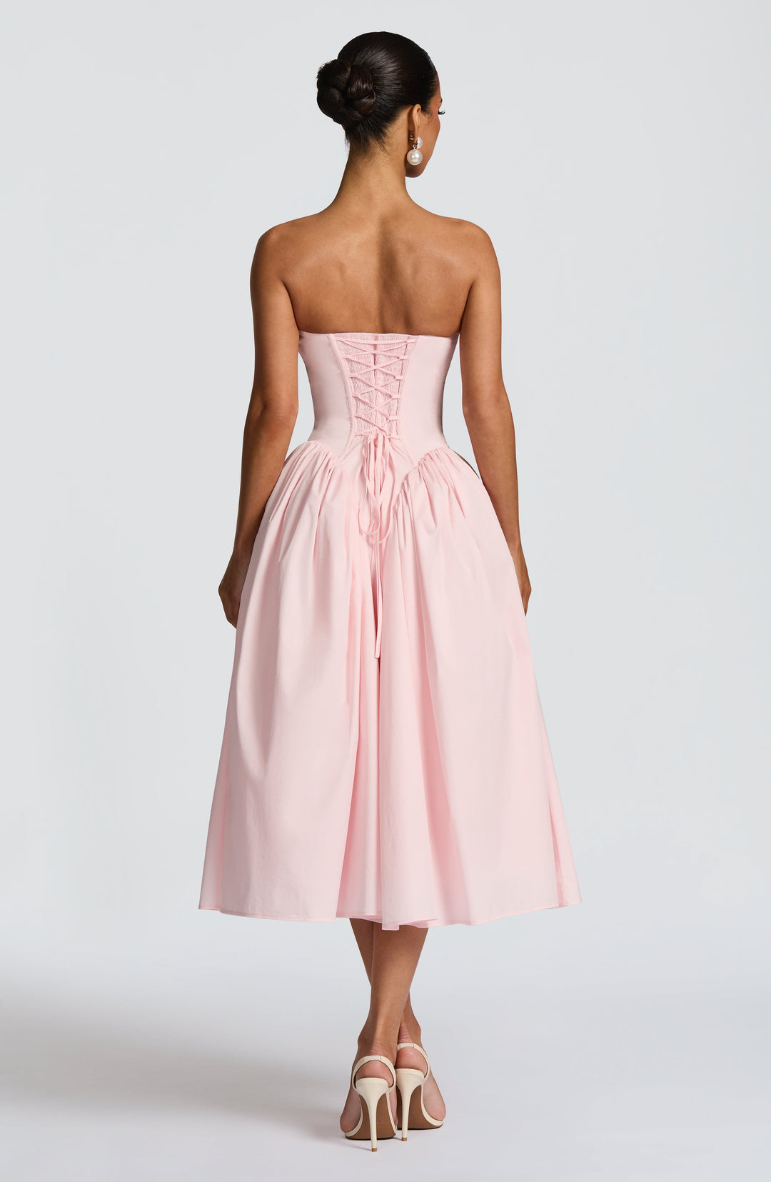 Darla | Strapless Midi Dress - Blush