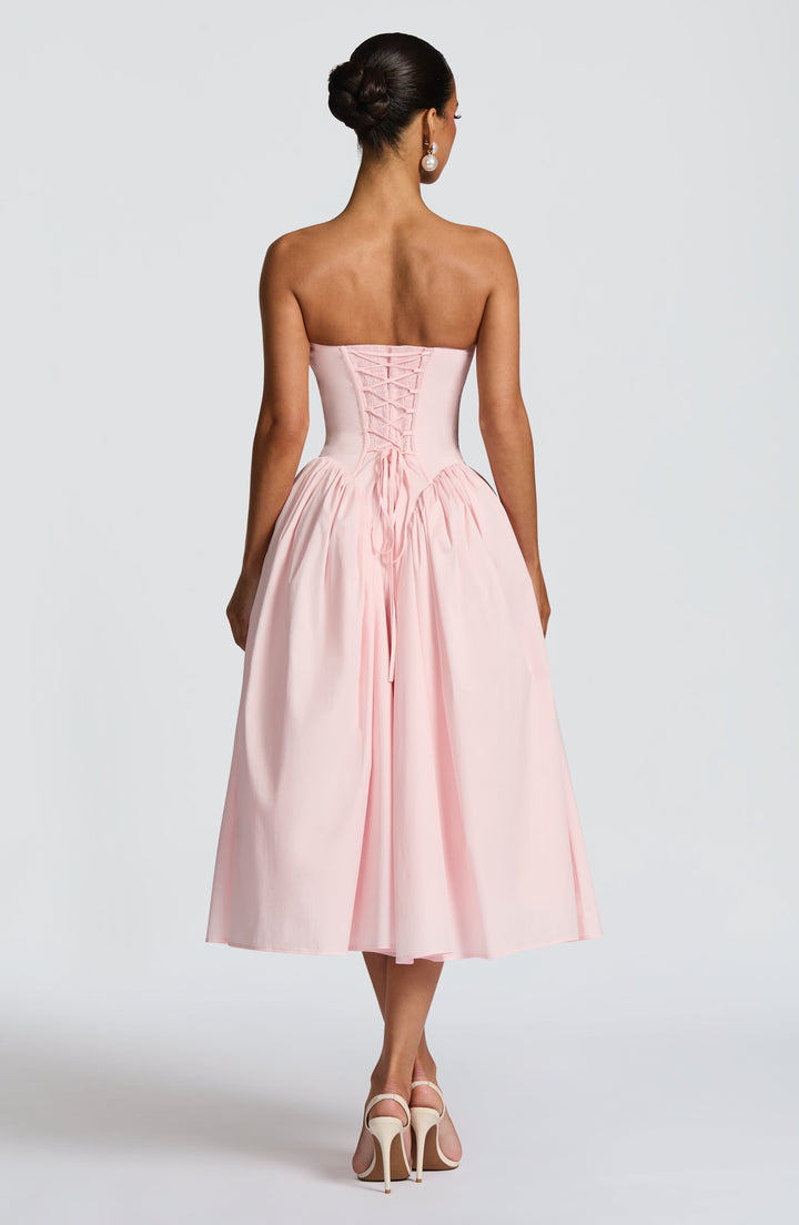 Darla | Strapless Midi Dress - Blush