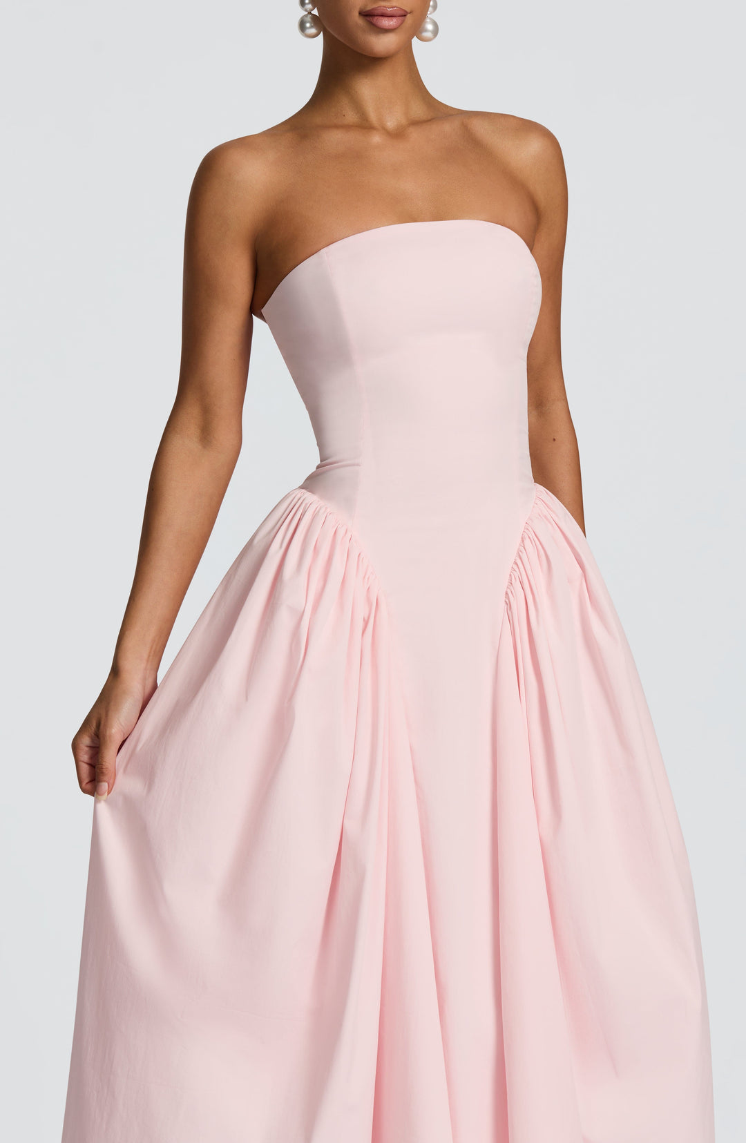 Darla | Strapless Midi Dress - Blush