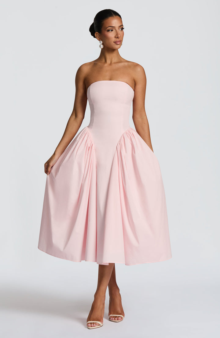 Darla | Strapless Midi Dress - Blush