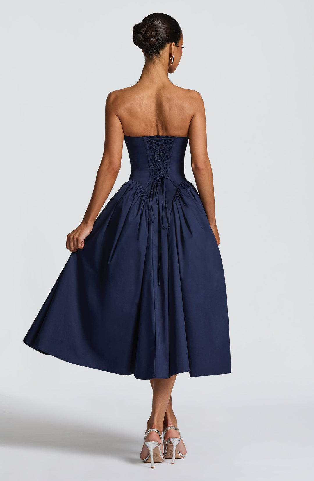 Darla | Strapless Midi Dress - Navy