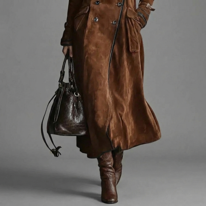 Nathaly™ Suede Leather Trench Coat