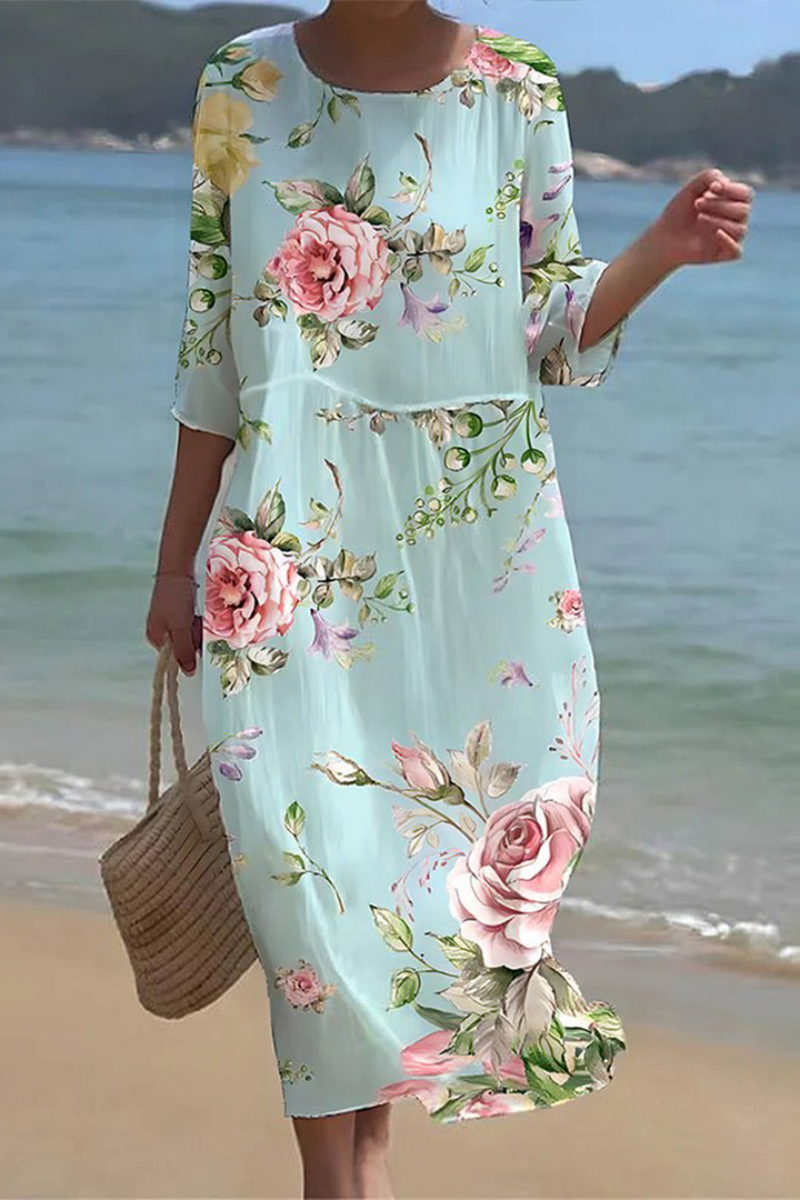 Kaelis | Sunset Floral Midi Dress