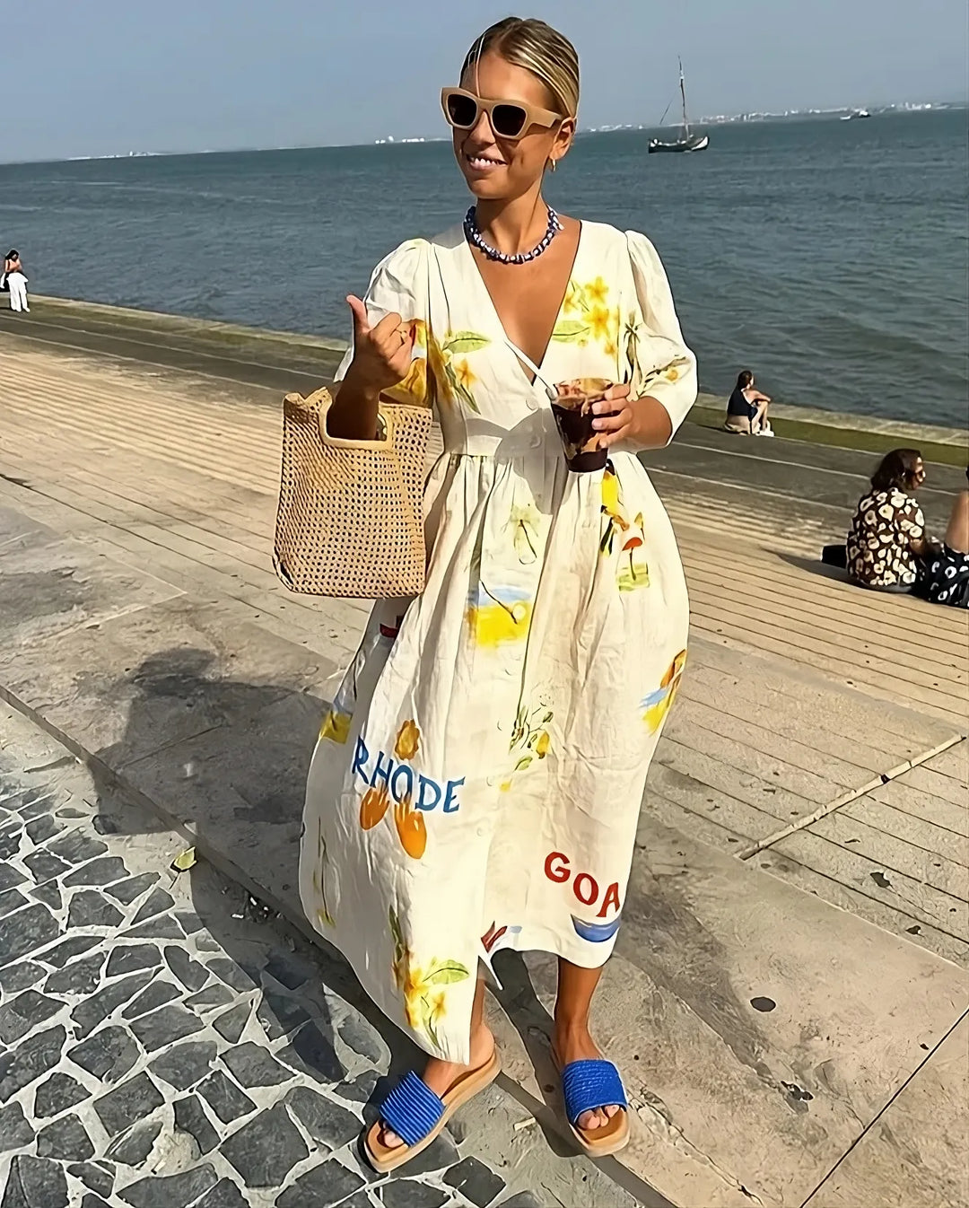 Jade | Elegant Greek Pattern Midi Dress