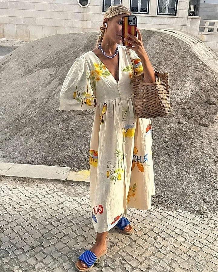 Jade | Elegant Greek Pattern Midi Dress