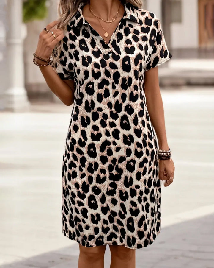 Qiana | Leopard Print Midi Dress