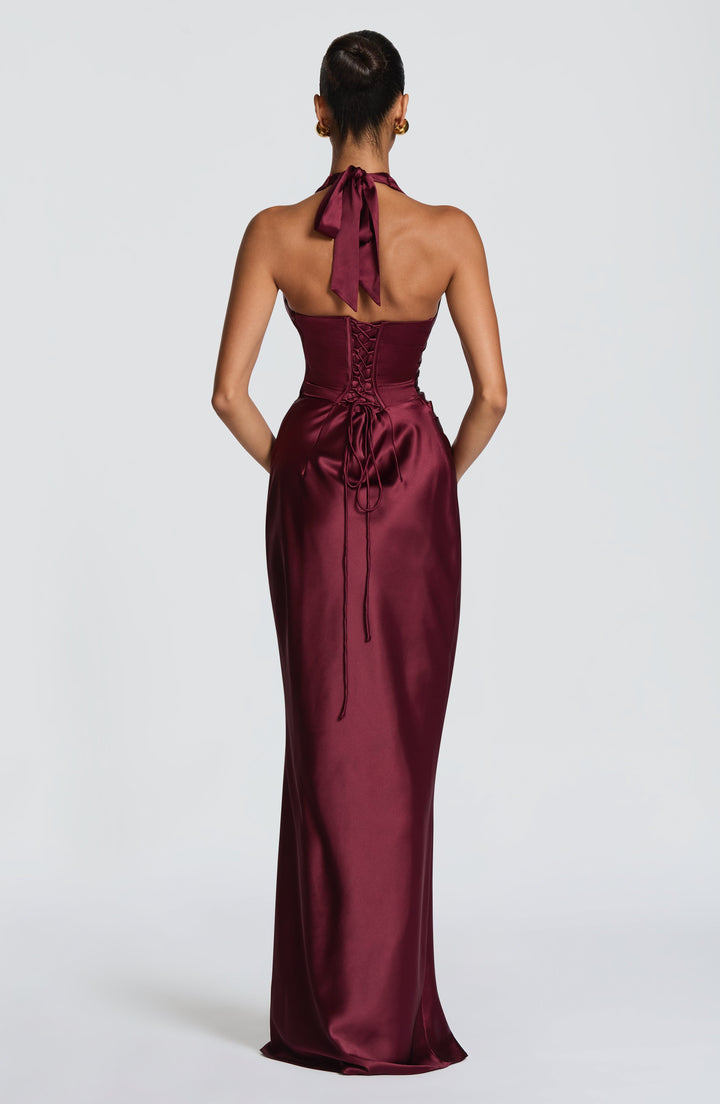 Elowen | Halter Maxi Dress - Cherry Lacquer