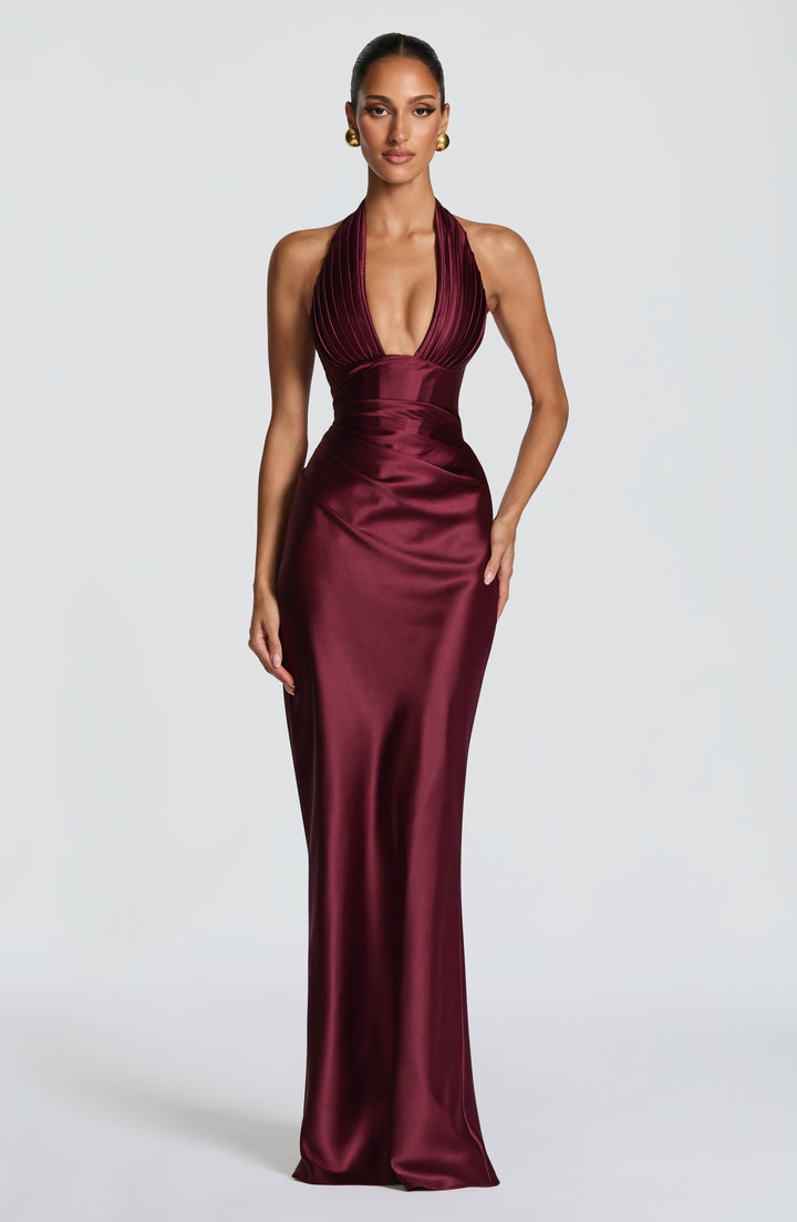 Elowen | Halter Maxi Dress - Cherry Lacquer