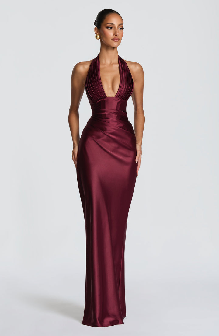 Elowen | Halter Maxi Dress - Cherry Lacquer