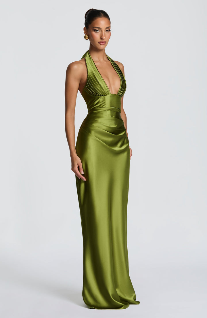 Elowen | Halter Maxi Dress - Olive