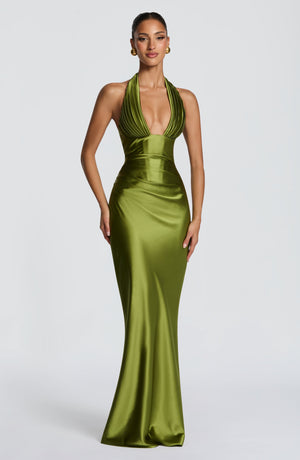 Elowen | Halter Maxi Dress - Olive