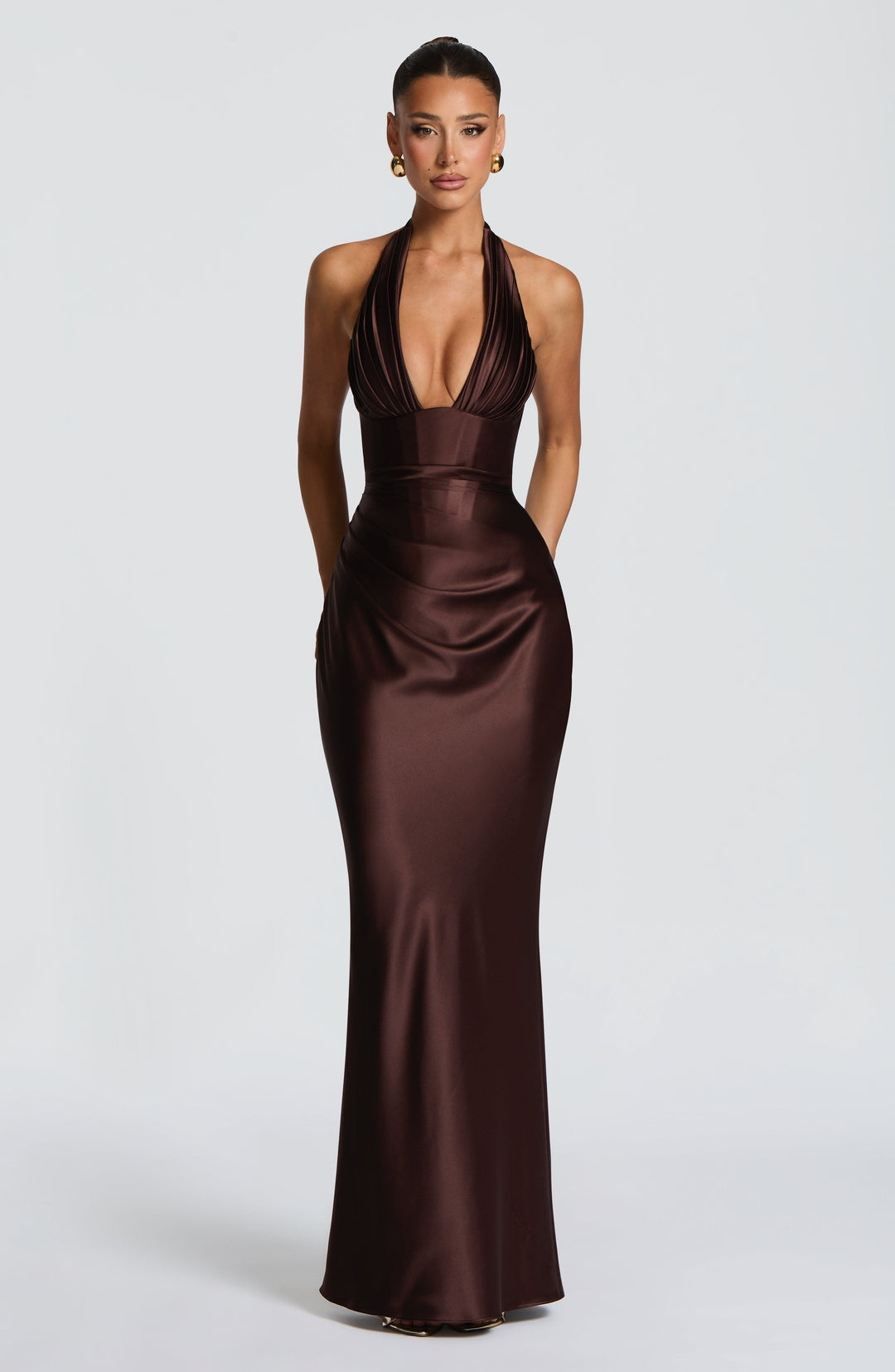 Elowen | Halter Maxi Dress - Plum Brown