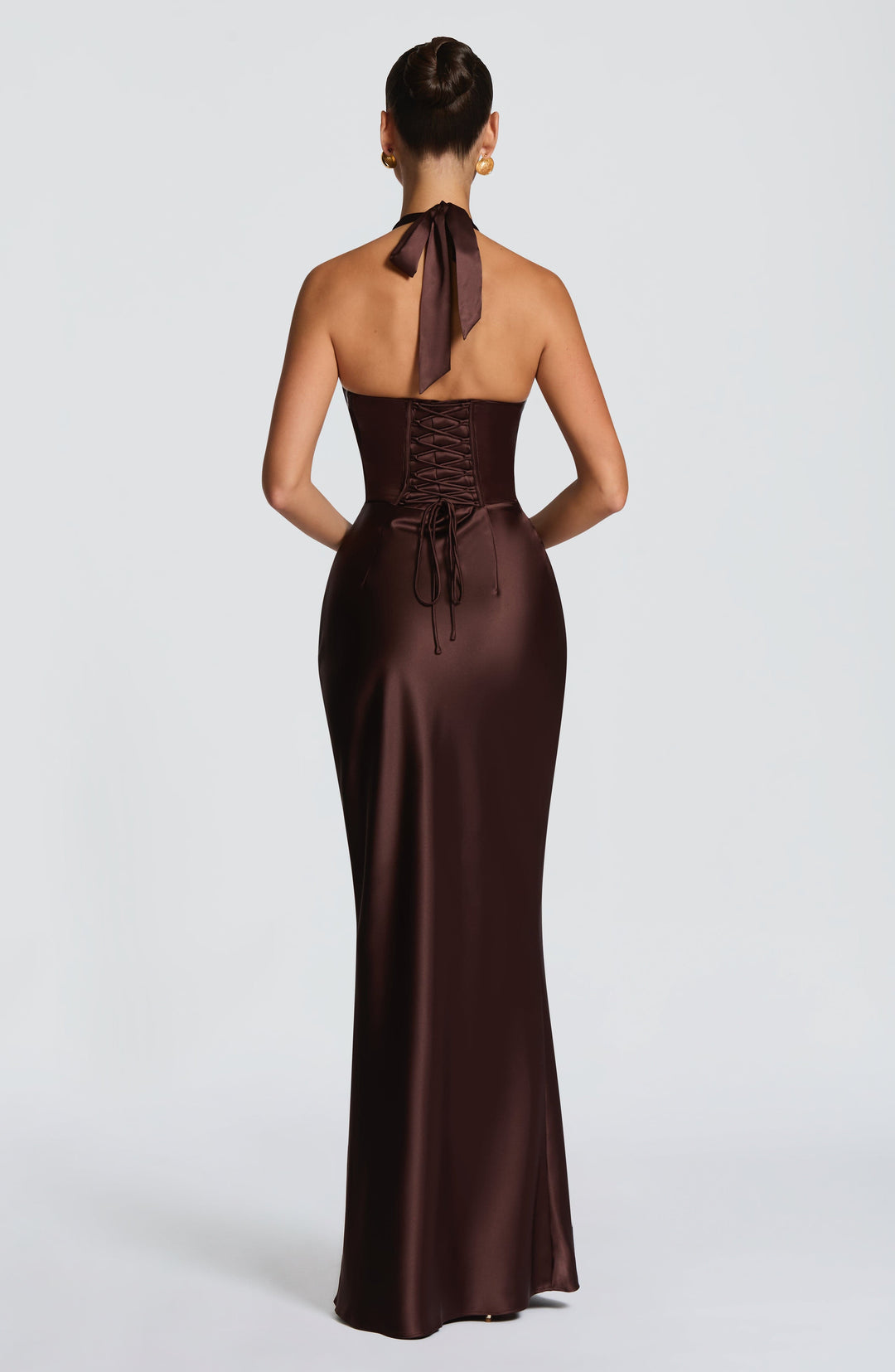 Elowen | Halter Maxi Dress - Plum Brown