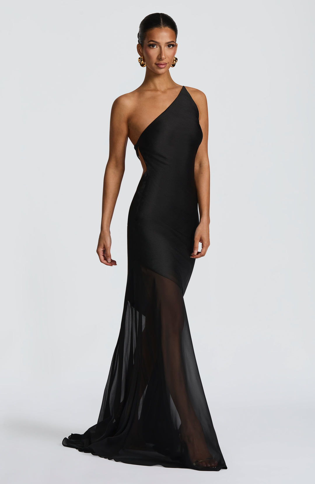 Fable | One-Shoulder Fishtail Gown - Black